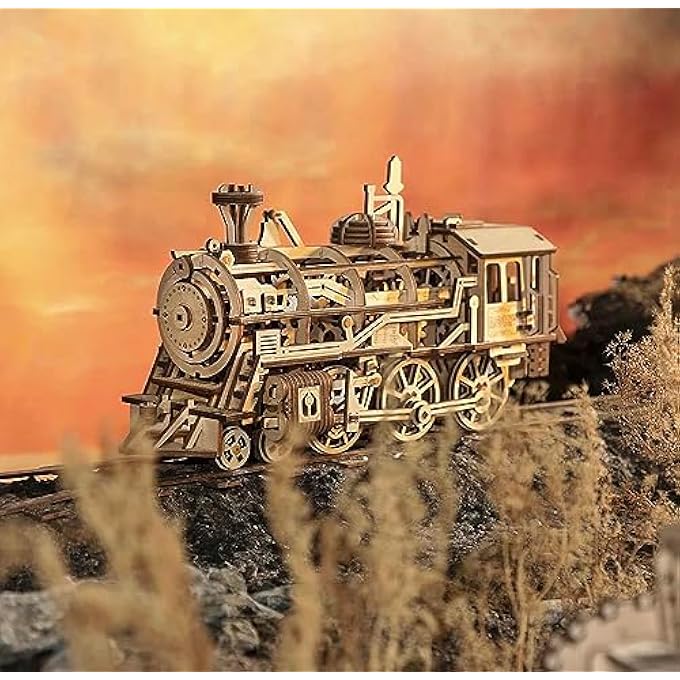 ROKR LOCOMOTIVE MECHANICAL WOODEN GEAR 3D PUZZLE KIT - Image 3
